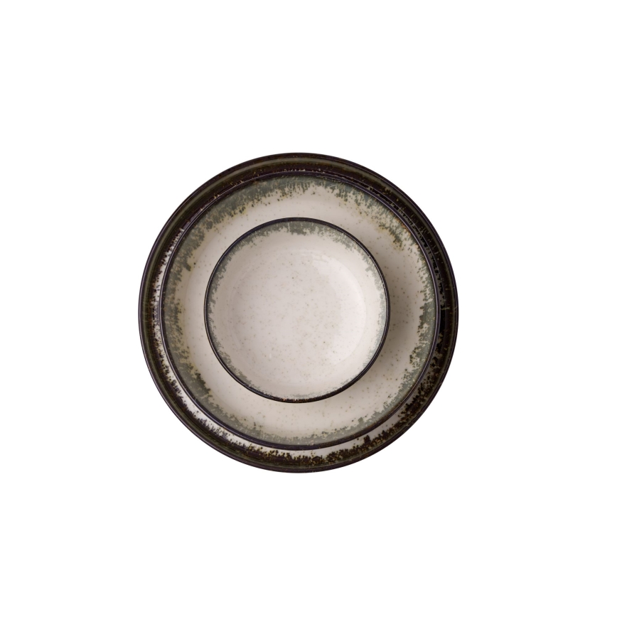 Сервиз за хранене 24 части, бял/кафяв, порцелан