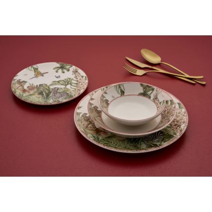 Сервиз за хранене 24 части, пъстроцветен, керамичен