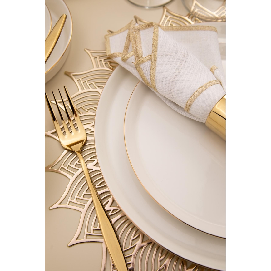 Сервиз за хранене, 26 части — бял/златен, порцелан