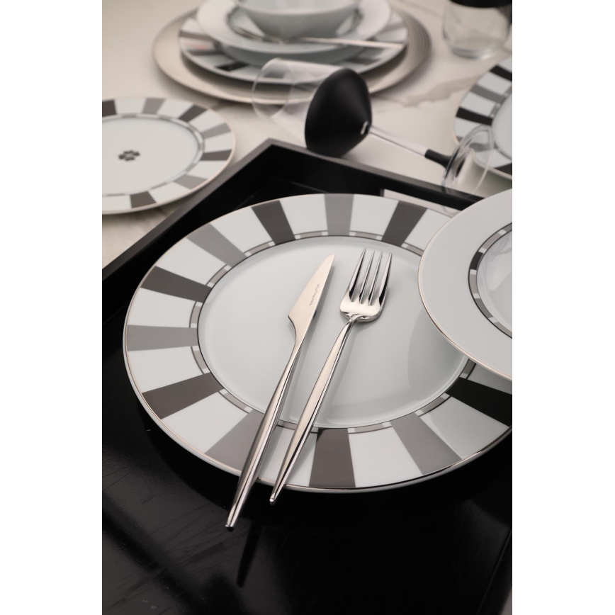 Сервиз за хранене 27 части бял/сив/порцелан