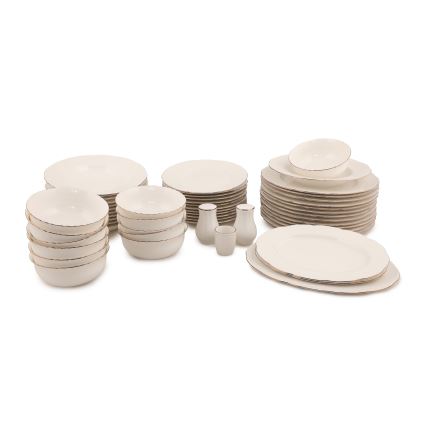 Сервиз за хранене, 54 части, бял/меден/слонова кост, порцелан