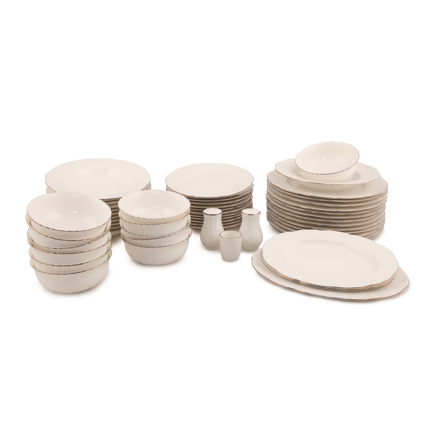 Сервиз за хранене, 54 части, бял/меден/слонова кост, порцелан