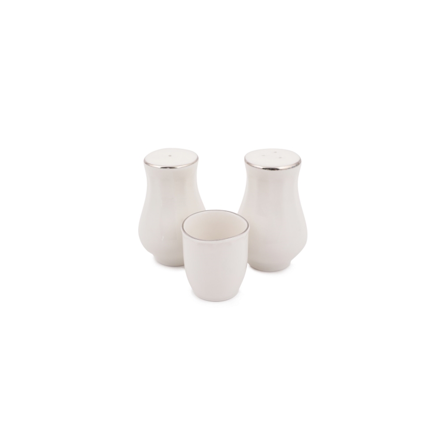 Сервиз за хранене, 54 части, бял/сребрист/слонова кост, порцелан