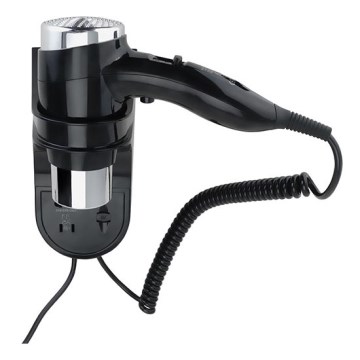 Сешоар с държач 11x24 см, сребрист/черен