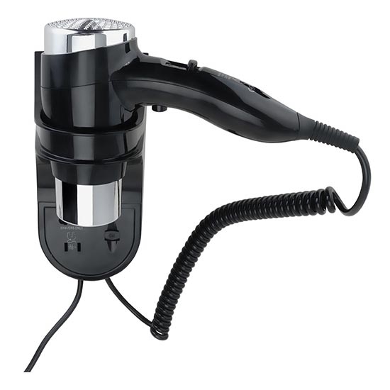 Сешоар с държач 11x24 см, сребрист/черен