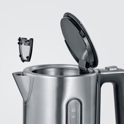 Severin WK 3418 - Електрическа кана 1,7 л 3000 W/230 V неръждаема стомана/черна