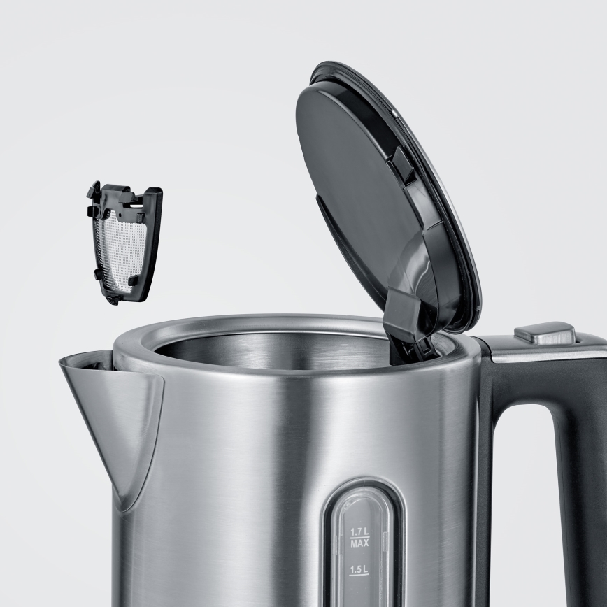 Severin WK 3418 - Електрическа кана 1,7 л 3000 W/230 V неръждаема стомана/черна