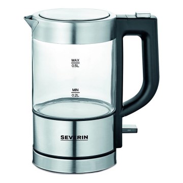 Severin WK 3472 - Бързонагряваща електрическа кана 0,5 l 1100W/230V корпус от неръждаема стомана и стъкло
