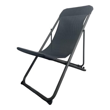 Сгъваем къмпинг шезлонг черен