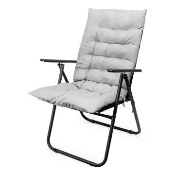 Сгъваем къмпинг стол с матрак черен/сив