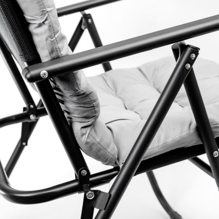 Сгъваем къмпинг стол с матрак черен/сив