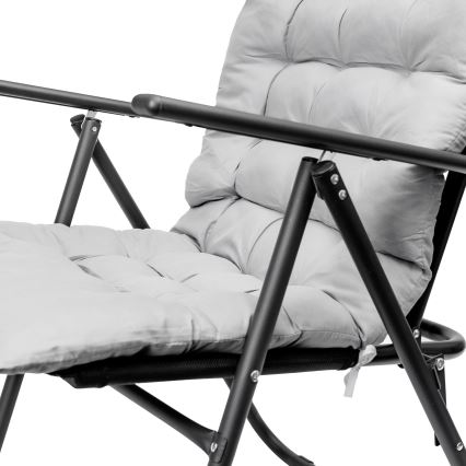 Сгъваем къмпинг стол с матрак черен/сив