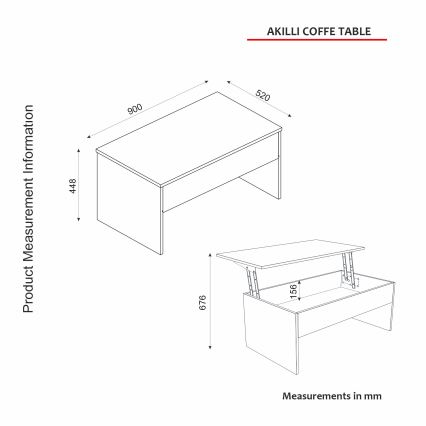 Сгъваема масичка за кафе AKILLI 44,8x90 cм бяла