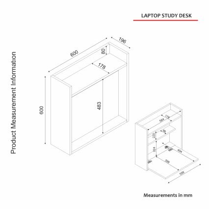 Сгъваемо бюро LAPTOP 60x60 cм кафяво/бяло
