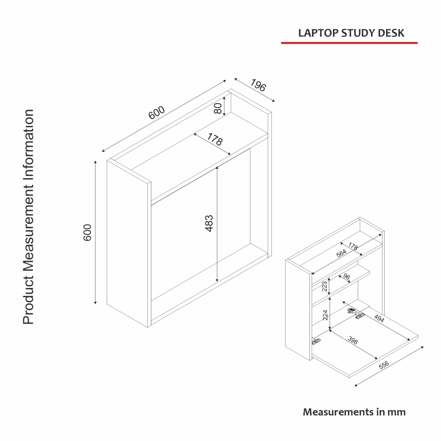 Сгъваемо бюро LAPTOP 60x60 cм кафяво/бяло