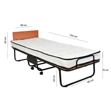 Сгъваемо метално единично легло HERON 80x190 см, бяло, максимална товароносимост 120 кг