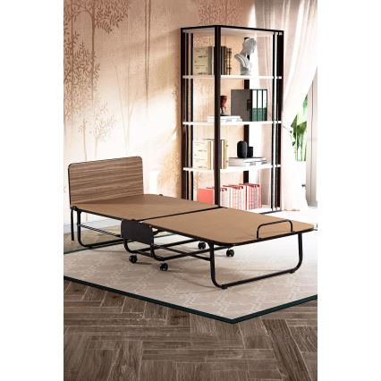 Сгъваемо метално едноспално легло с матрак HERON 80 x 190 см, бяло, товароносимост 120 кг