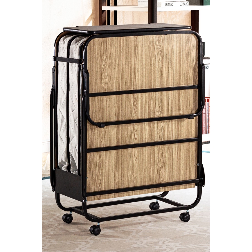 Сгъваемо метално едноспално легло с матрак HERON 80 x 190 см, бяло, товароносимост 120 кг