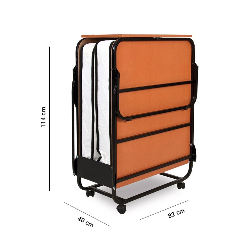 Сгъваемо метално едноспално легло с матрак HERON 80 x 190 см, бяло, товароносимост 120 кг