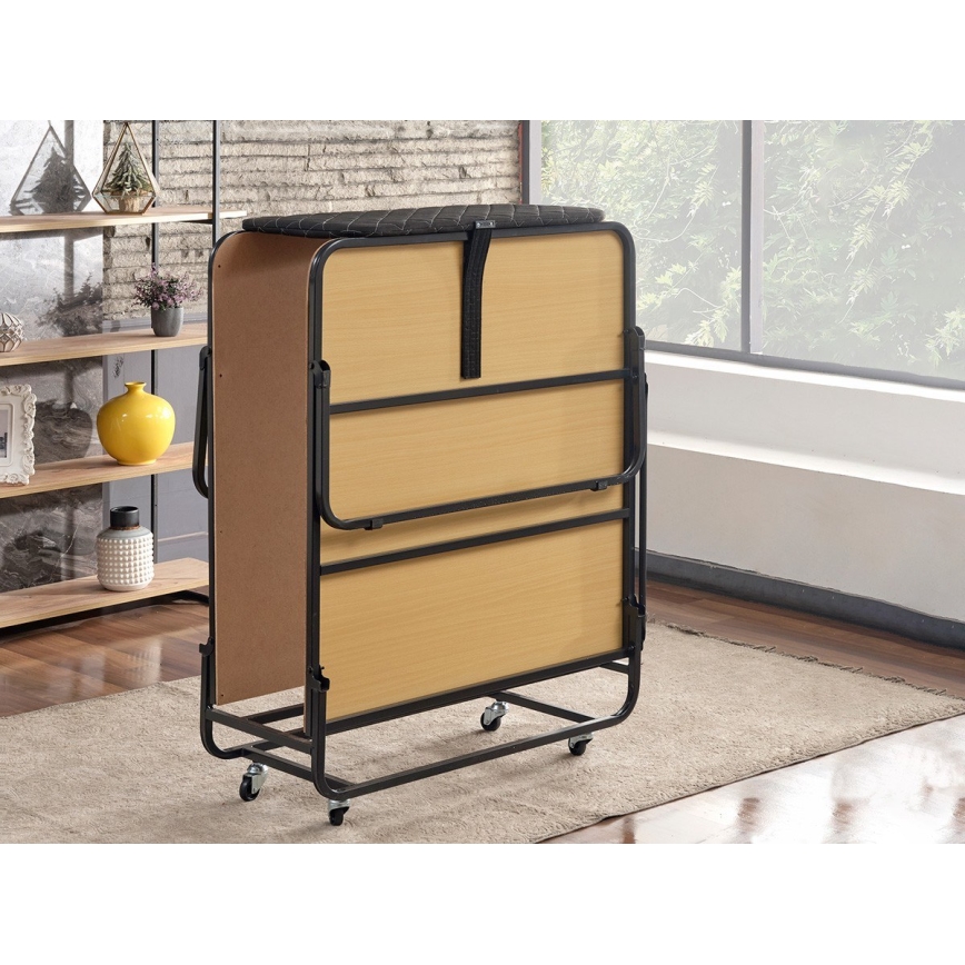 Сгъваемо метално едноспално легло с матрак HERON 90x204 см бяло