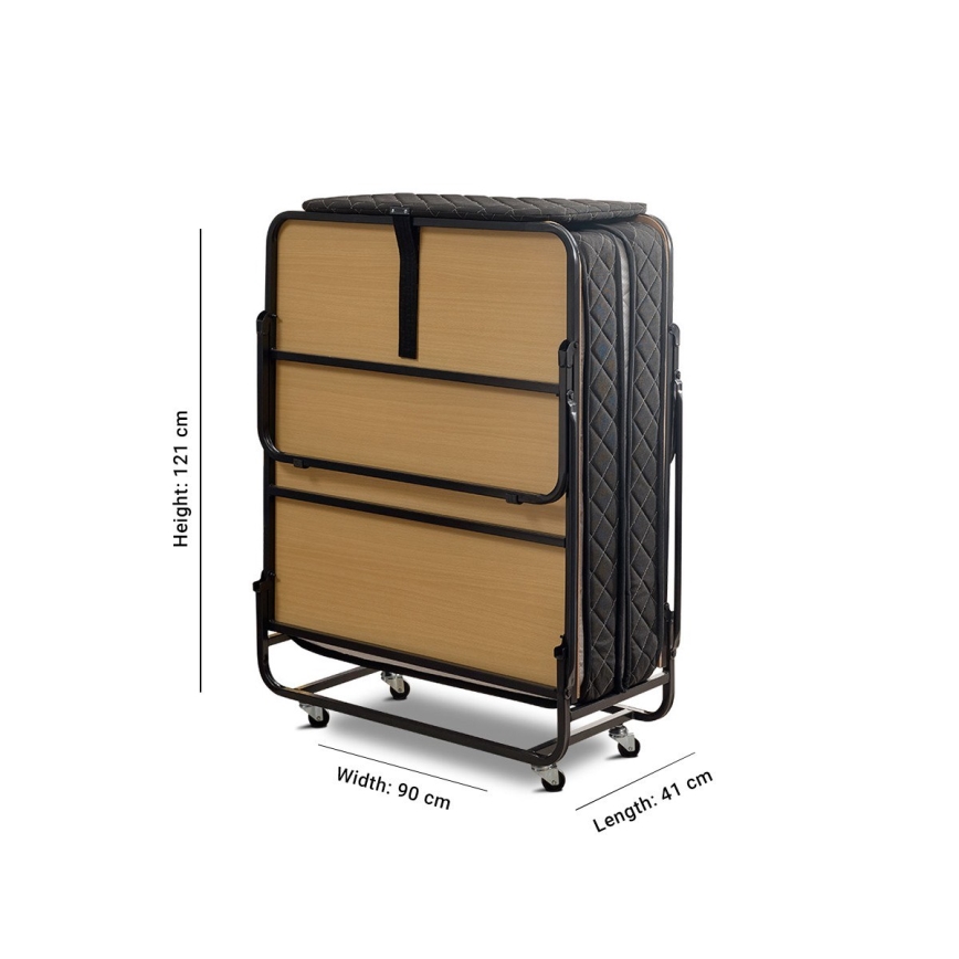 Сгъваемо метално едноспално легло с матрак HERON 90x204 см бяло