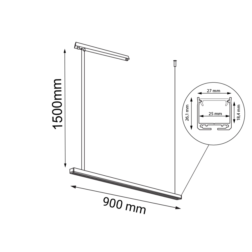 Shilo - LED Висящ полилей LED/32W/230V 3000K CRI 90 черен