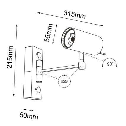 Shilo - Аплик 1xGU10/15W/230V черен