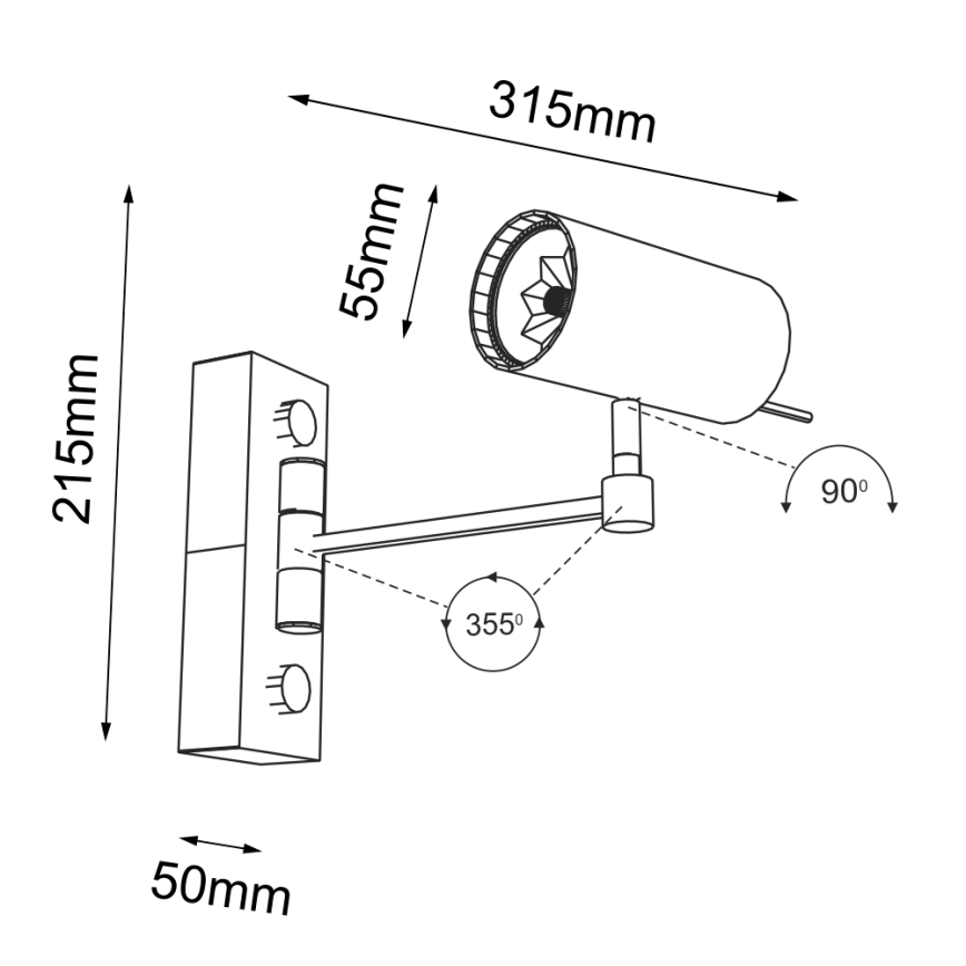 Shilo - Аплик 1xGU10/15W/230V черен
