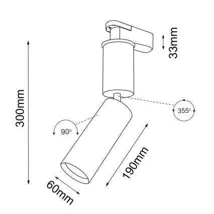 Shilo - Спот за релсова система 1xGU10/15W/230V черен