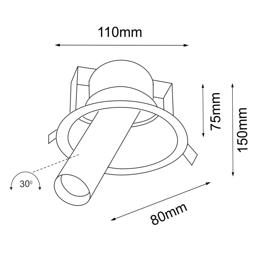 Shilo - Спот за вграждане 1xGU10/MR11/15W/230V Ø 11 см черен