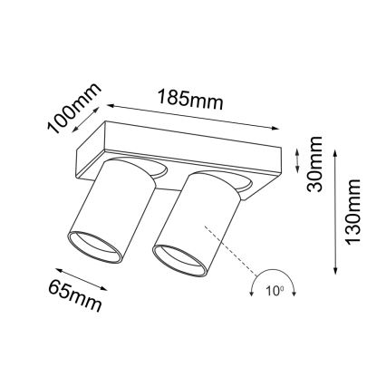 Shilo - Спот 2xGU10/15W/230V черен