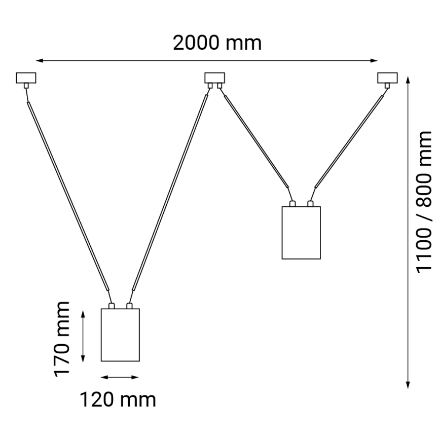 Shilo - Пендел 2xGU10/15W/230V паяк черен
