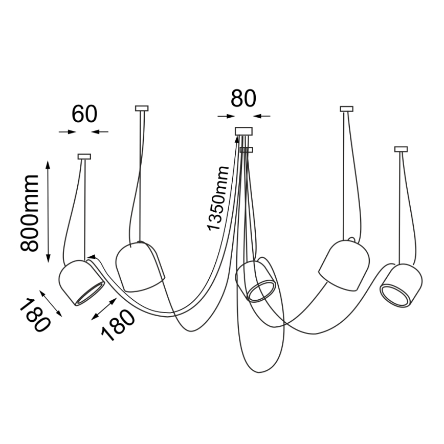 Shilo - Пендел 5xE14/15W/230V паяк черен