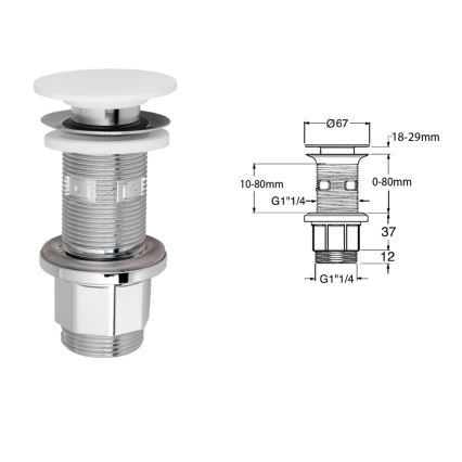 Silfra - Слив за мивка Ø 6,7 см бял/лъскав хром