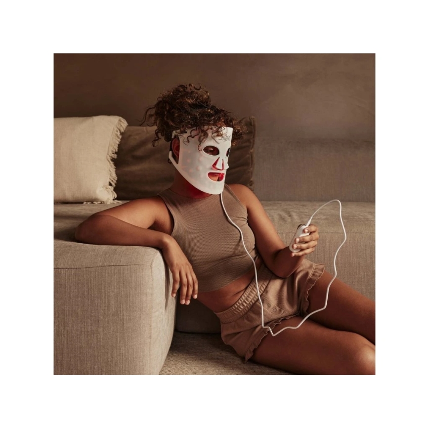 Silk’n - LED RGB терапевтична маска за лице LED/5V 2000 mAh бяла + дистанционно управление