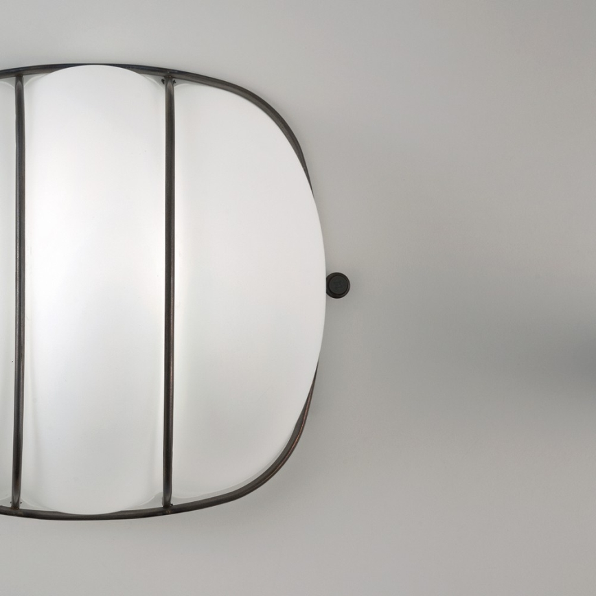 SIRU - Аплик CAGE 1xGX53/10W/230V 20 см черен/бял Венецианско стъкло