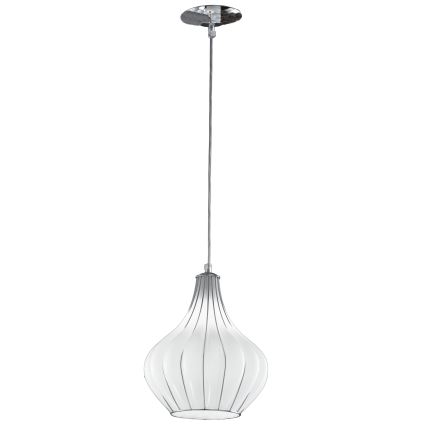 SIRU - Пендел AURIGA 1xE14/40W/230V Ø 26 см матов хром/бял Венецианско стъкло