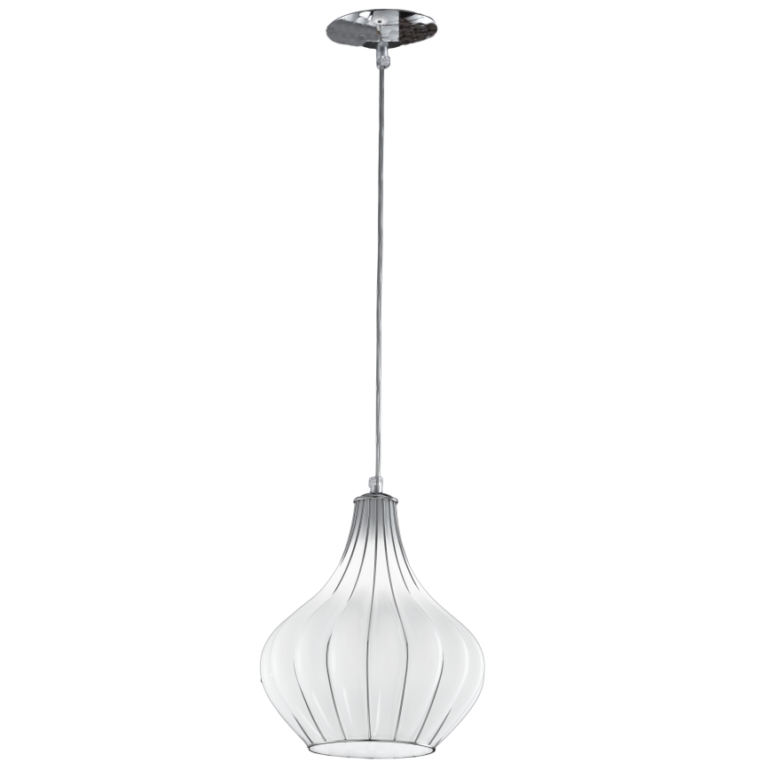 SIRU - Пендел AURIGA 1xE14/40W/230V Ø 26 см матов хром/бял Венецианско стъкло