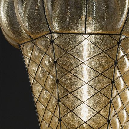 SIRU - Пендел BABÀ 1xE27/60W/230V Ø 30 см бежов/кафяв Венецианско стъкло