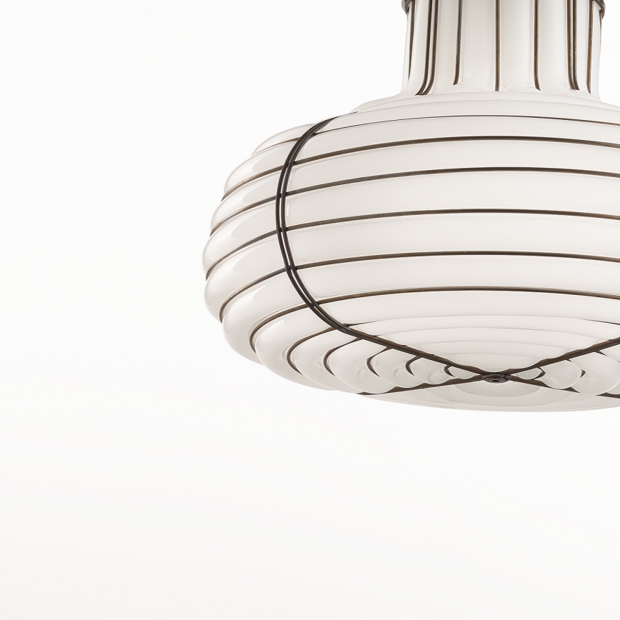 SIRU - Пендел CHAPEAU 2xE14/40W/230V матов хром/бял Венецианско стъкло