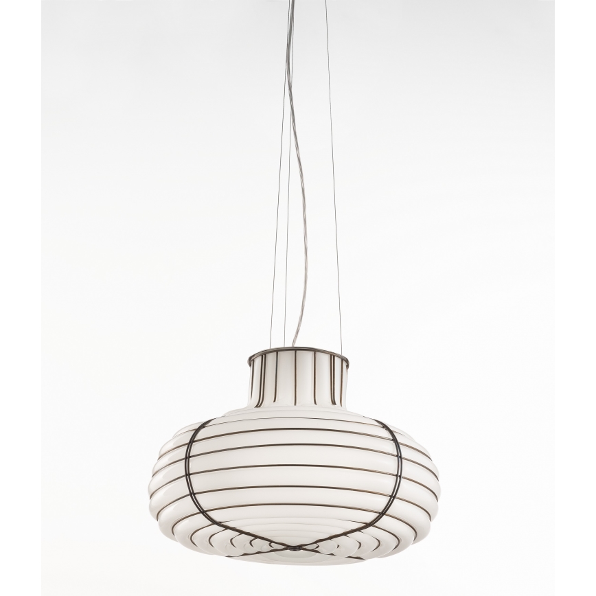 SIRU - Пендел CHAPEAU 2xE14/40W/230V матов хром/бял Венецианско стъкло