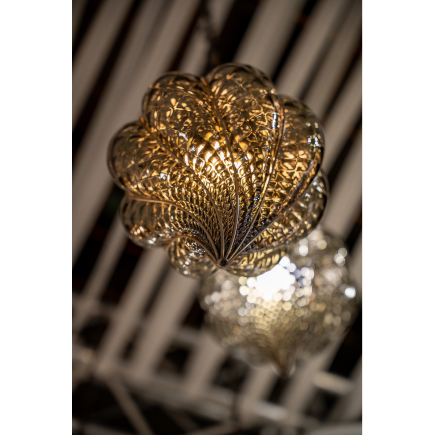 SIRU - Пендел GOCCIA 1xE27/60W/230V Ø 25 см бежов/кафяв Венецианско стъкло