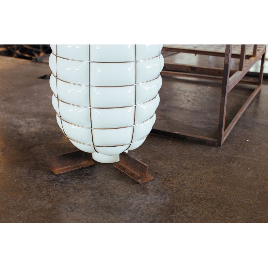 SIRU - Пендел LANTERNA 1xE27/60W/230V Ø 32 cm черен/бял Венецианско стъкло