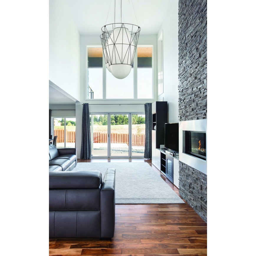 SIRU - Пендел SEGNI 1xE27/60W/230V черен/бял Венецианско стъкло