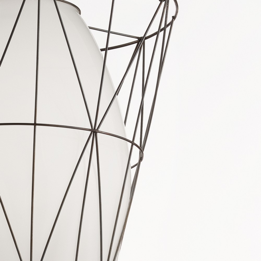 SIRU - Пендел SEGNI 1xE27/60W/230V черен/бял Венецианско стъкло