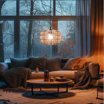 SIRU - Пендел TERRA 1xE27/60W/230V черен/прозрачен Венецианско стъкло