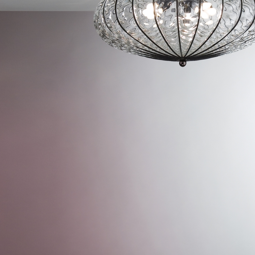 SIRU - Плафон ACCADEMIA 3xE27/60W/230V прозрачен/черен Венецианско стъкло