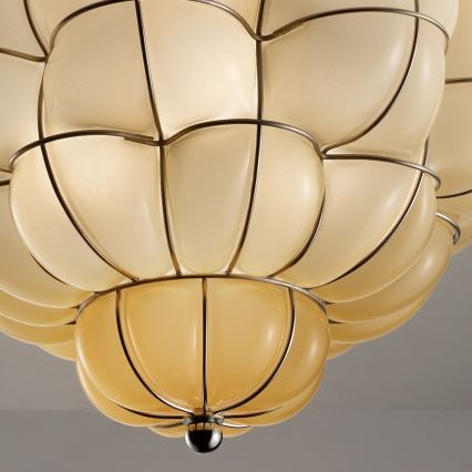 SIRU - Плафон POUFF 3xE27/60W/230V лъскав хром/бежов Венецианско стъкло