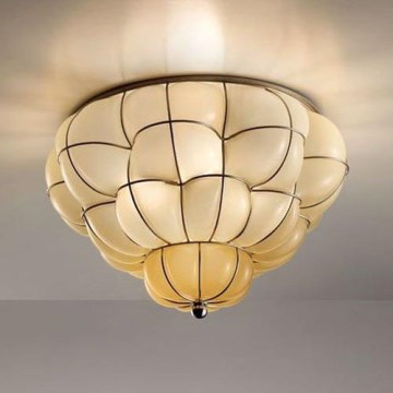 SIRU - Плафон POUFF 3xE27/60W/230V лъскав хром/бежов Венецианско стъкло