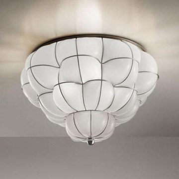 SIRU - Плафон POUFF 3xE27/60W/230V лъскав хром/бял Венецианско стъкло